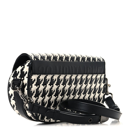 Box Calfskin Houndstooth Quilted East West Bobby Bag Black White