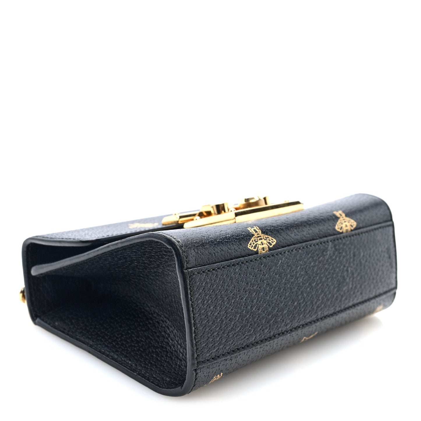 Grained Calfskin Bee Star Small Padlock Shoulder Bag Black