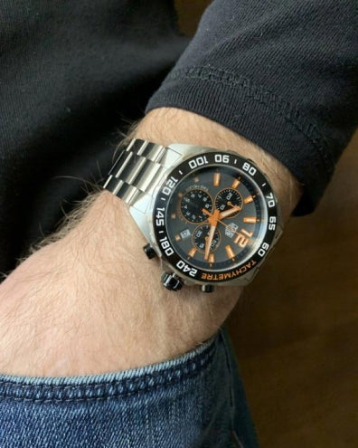 Tag Heuer Formula 1 Chronograph Ceramic Black Dial Silver Steel Strap Watch for Men - CAZ101AH.BA0842