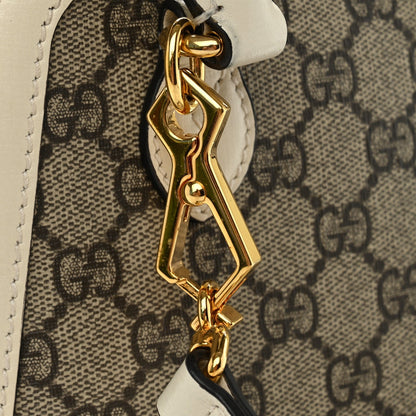 GG Supreme Monogram Azalea Calfskin Mini Horsebit 1955 Top Handle Bag Beige Ebony Mystic White