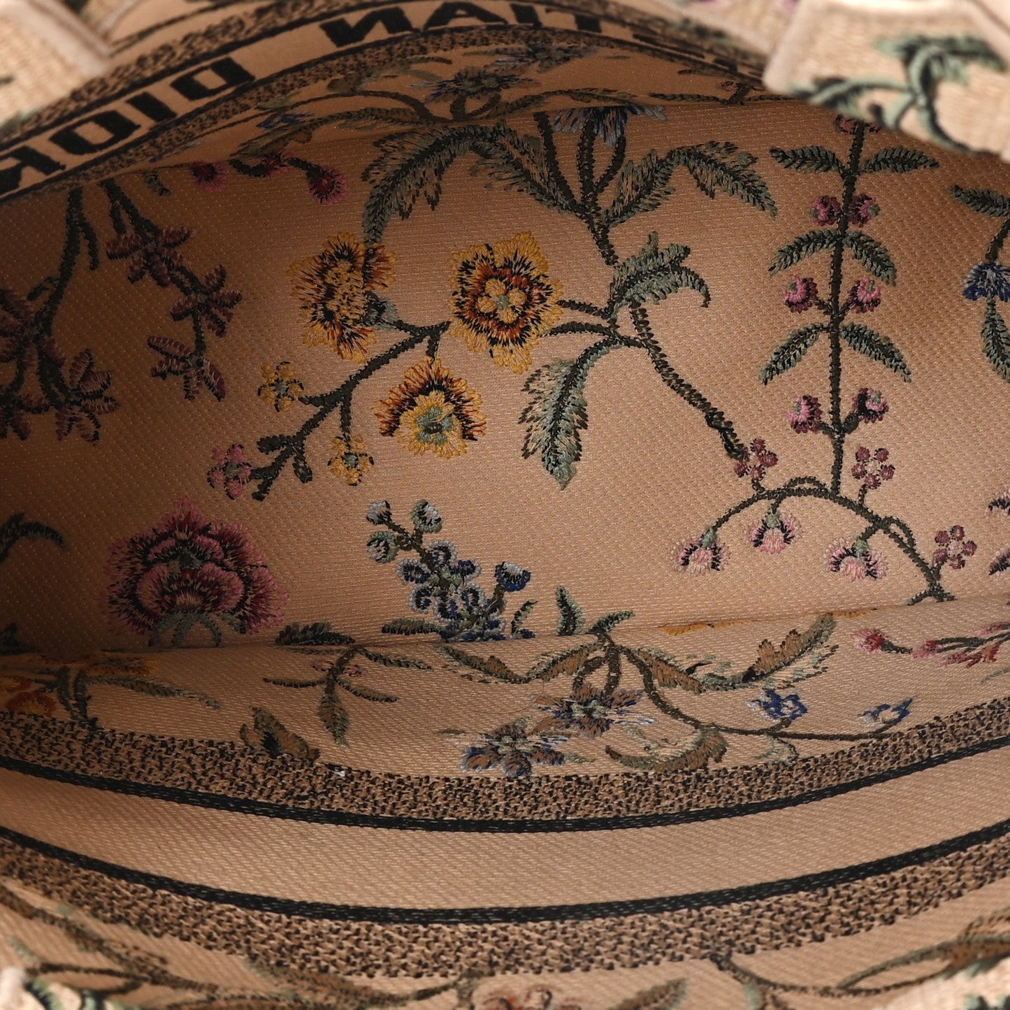 Raffia Embroidered Petites Fleurs Medium Book Tote Natural