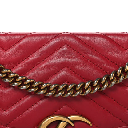 Calfskin Matelasse Small GG Marmont Shoulder Bag Hibiscus Red