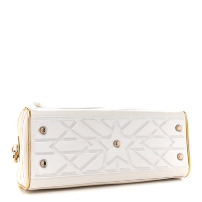 Calfskin Padded Macrocannage Medium Dior Vibe Zip Bowling Bag White Gold