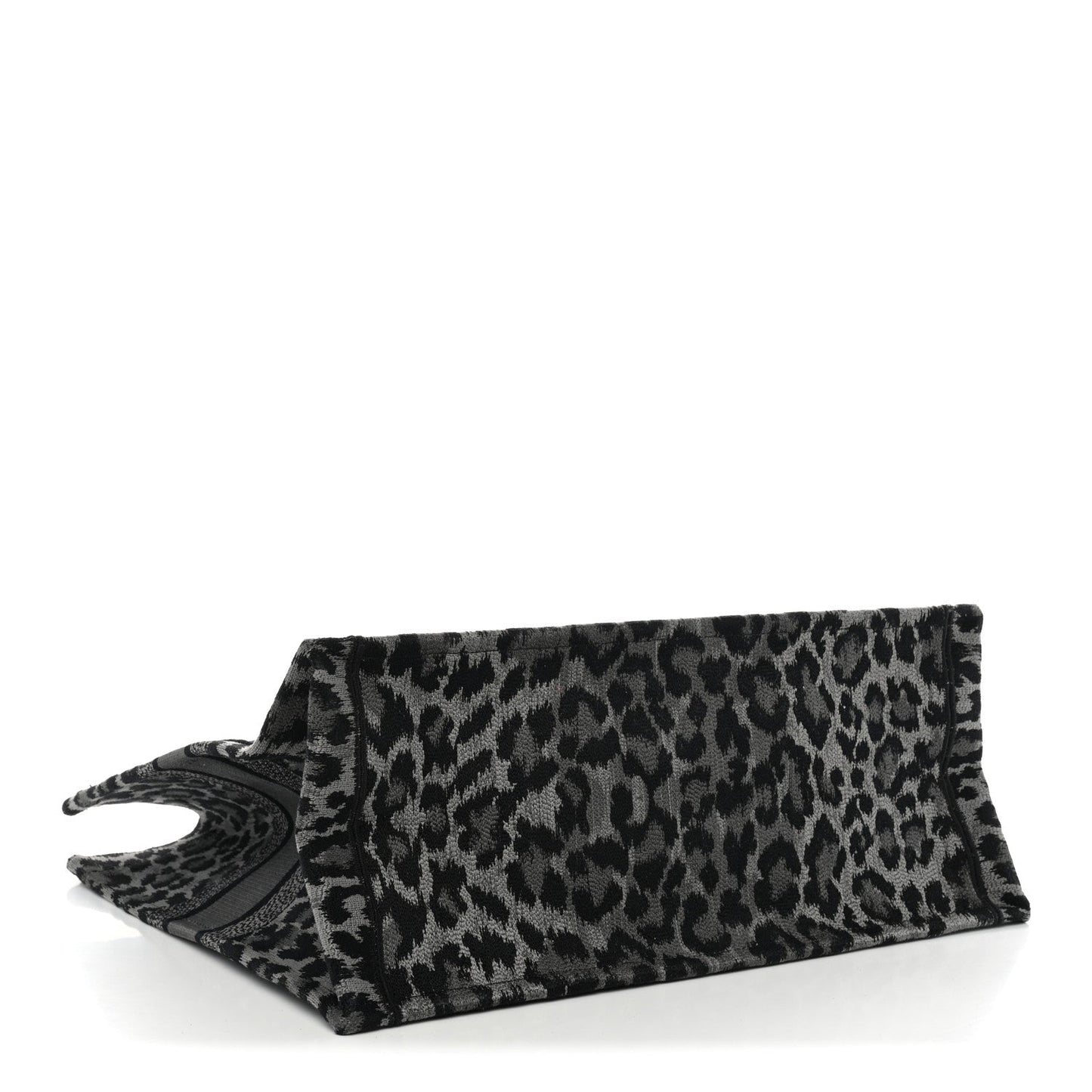 Canvas Mizza Embroidered Large Leopard Book Tote Grey