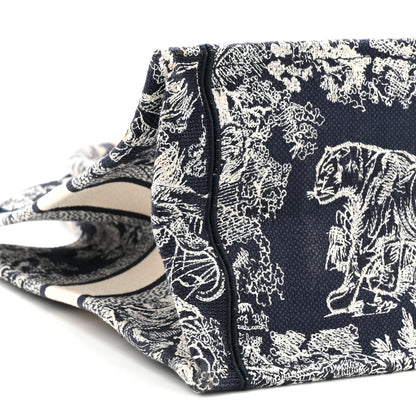 Canvas Embroidered Medium Dioriviera Toile De Jouy Book Tote Blue