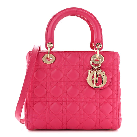 Lambskin Cannage Medium Lady Dior Fuchsia