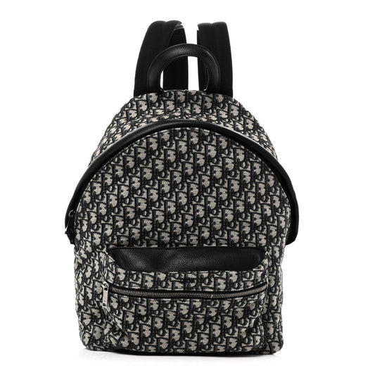 Oblique Calfskin Rider Backpack Beige Black