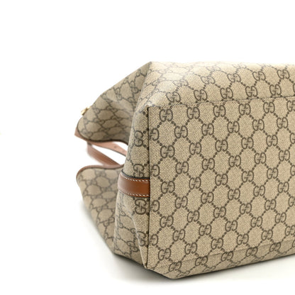 GG Supreme Monogram Emblem Maxi Tote Bag Beige Dark Brown