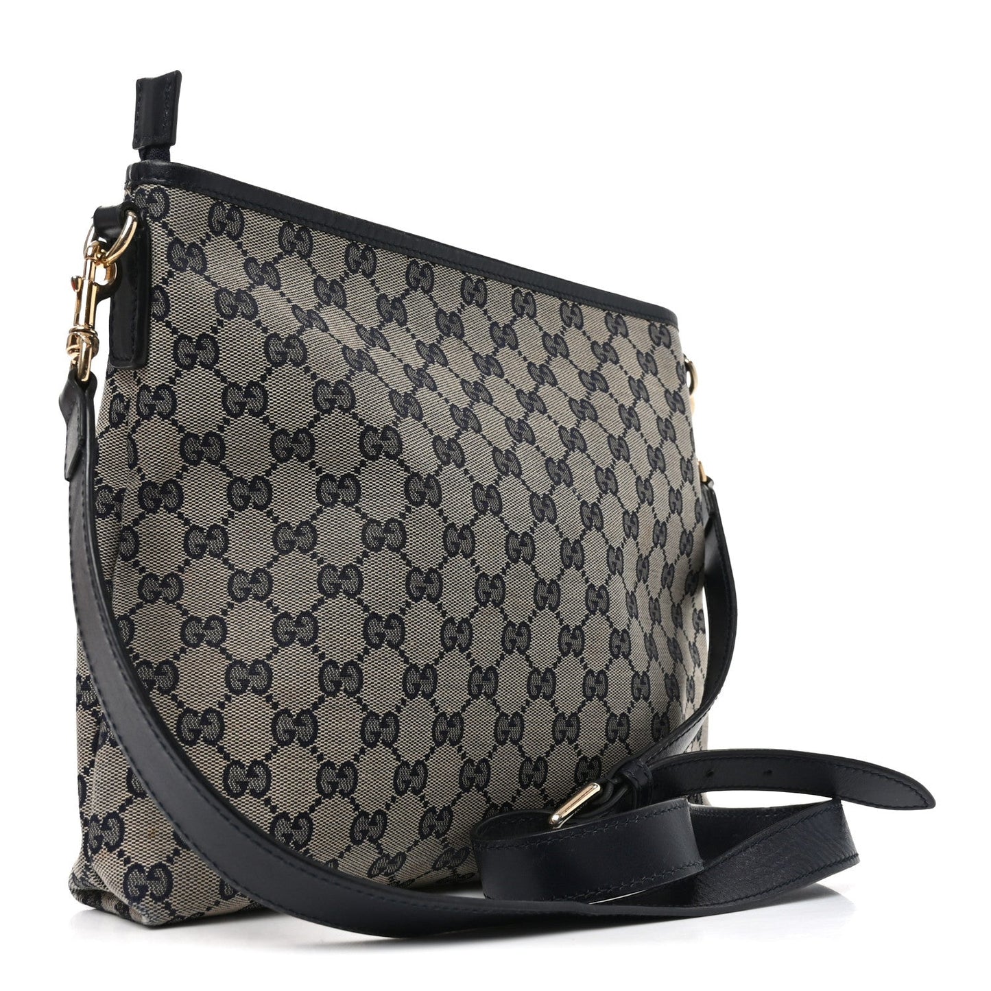 GG Supreme Monogram Web Flat Messenger Bag Navy