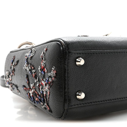 Goatskin Sequin Embroidered Mini Lady Dior Black