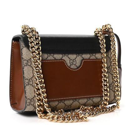 GG Supreme Monogram Calfskin Small Padlock Shoulder Bag Beige Black Cuir