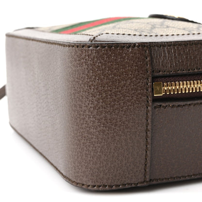 GG Supreme Monogram Mini Ophidia Top Handle Shoulder Bag Brown