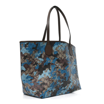 GG Supreme Monogram Camouflage Print Large Tote Beige Ebony New Acero Blue