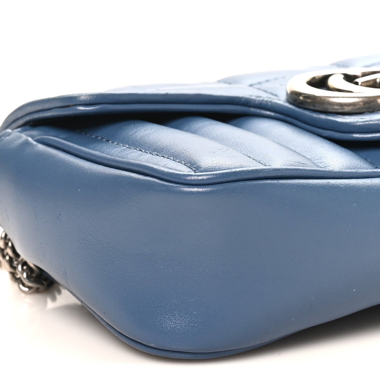 Calfskin Matelasse Aria Super Mini GG Marmont Shoulder Bag Clear Blue