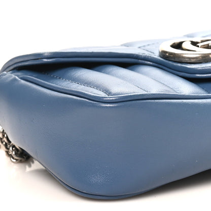 Calfskin Matelasse Aria Super Mini GG Marmont Shoulder Bag Clear Blue