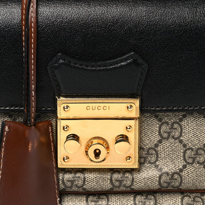 GG Supreme Monogram New Sakai Lux Calfskin Mini Padlock Flap Pocket Shoulder Bag Beige Ebony Black Cuir