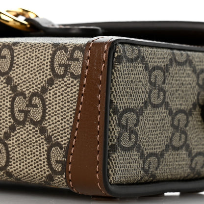 GG Supreme Monogram Mini Horsebit 1955 Shoulder Bag Beige Brown Sugar