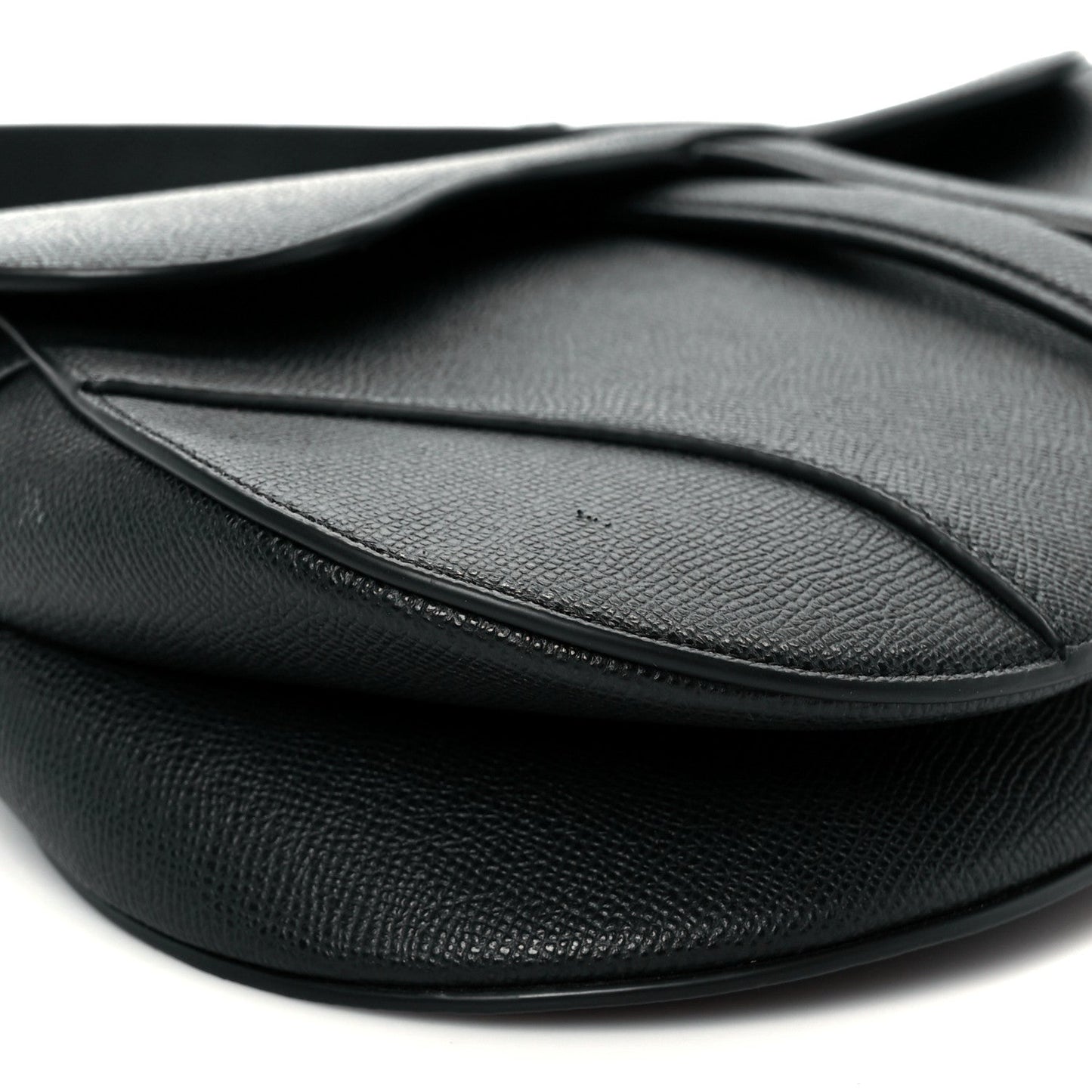 Grained Calfskin Saddle Bag With Strap Black