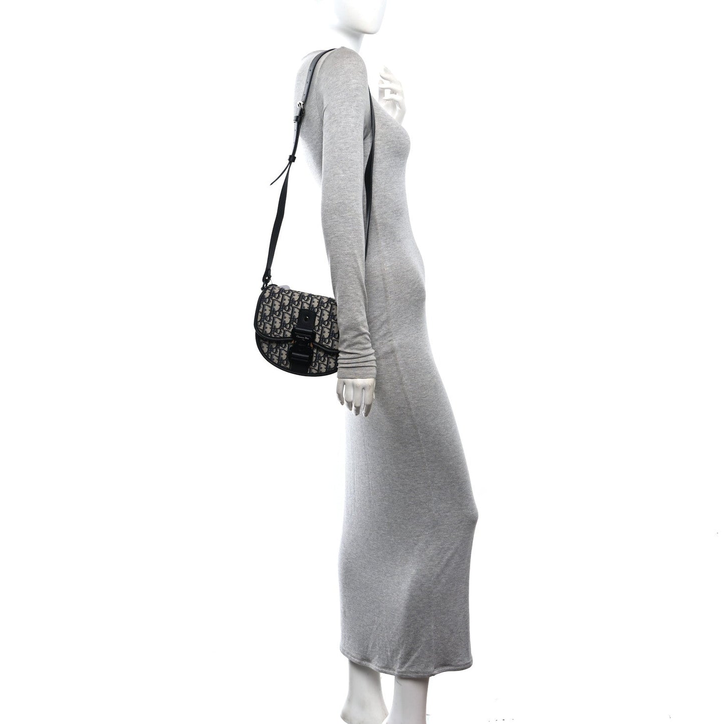Oblique Grained Calfskin Mini Gallop Bag With Strap Black Beige