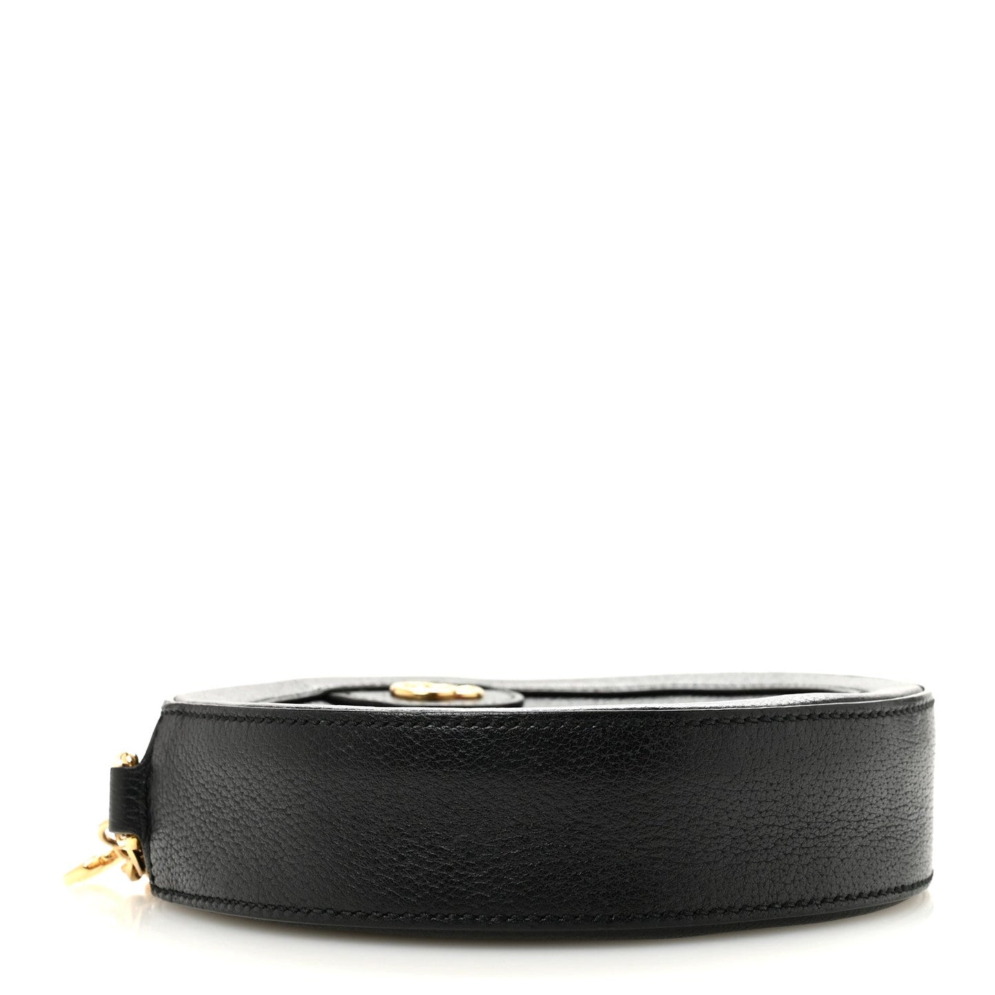 Grained Calfskin Web Mini Ophidia Round Shoulder Bag Black