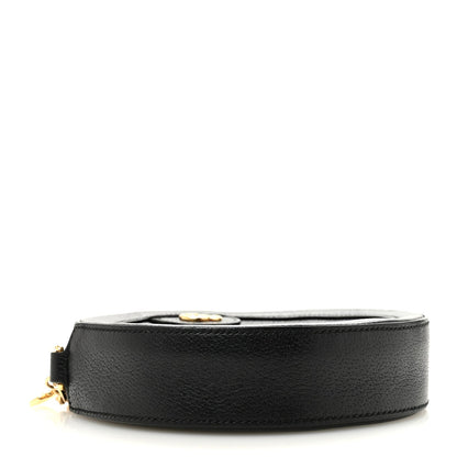 Grained Calfskin Web Mini Ophidia Round Shoulder Bag Black