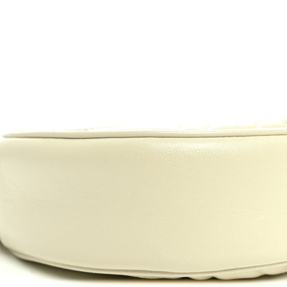 Calfskin Matelasse Mini GG Marmont Round Shoulder Bag White White