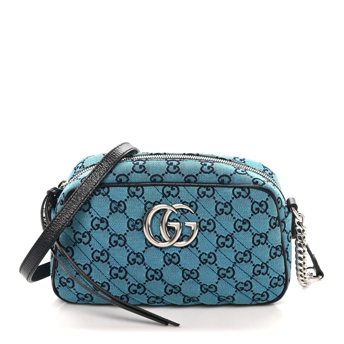 Monogram Multicolor Matelasse Diagonal Small GG Marmont Chain Shoulder Bag Light Blue Light Blue