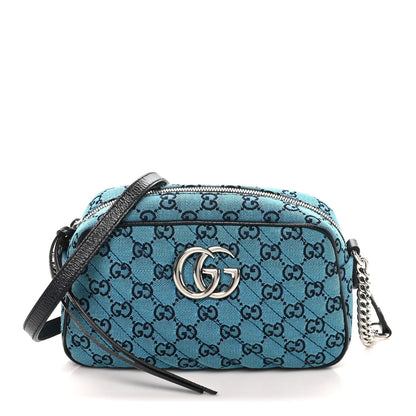 Monogram Multicolor Matelasse Diagonal Small GG Marmont Chain Shoulder Bag Light Blue Light Blue
