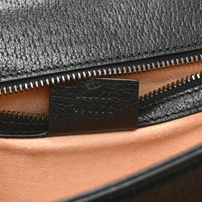 Textured Dollar Calfskin Web Small Ophidia Padlock Top Handle Bag Black