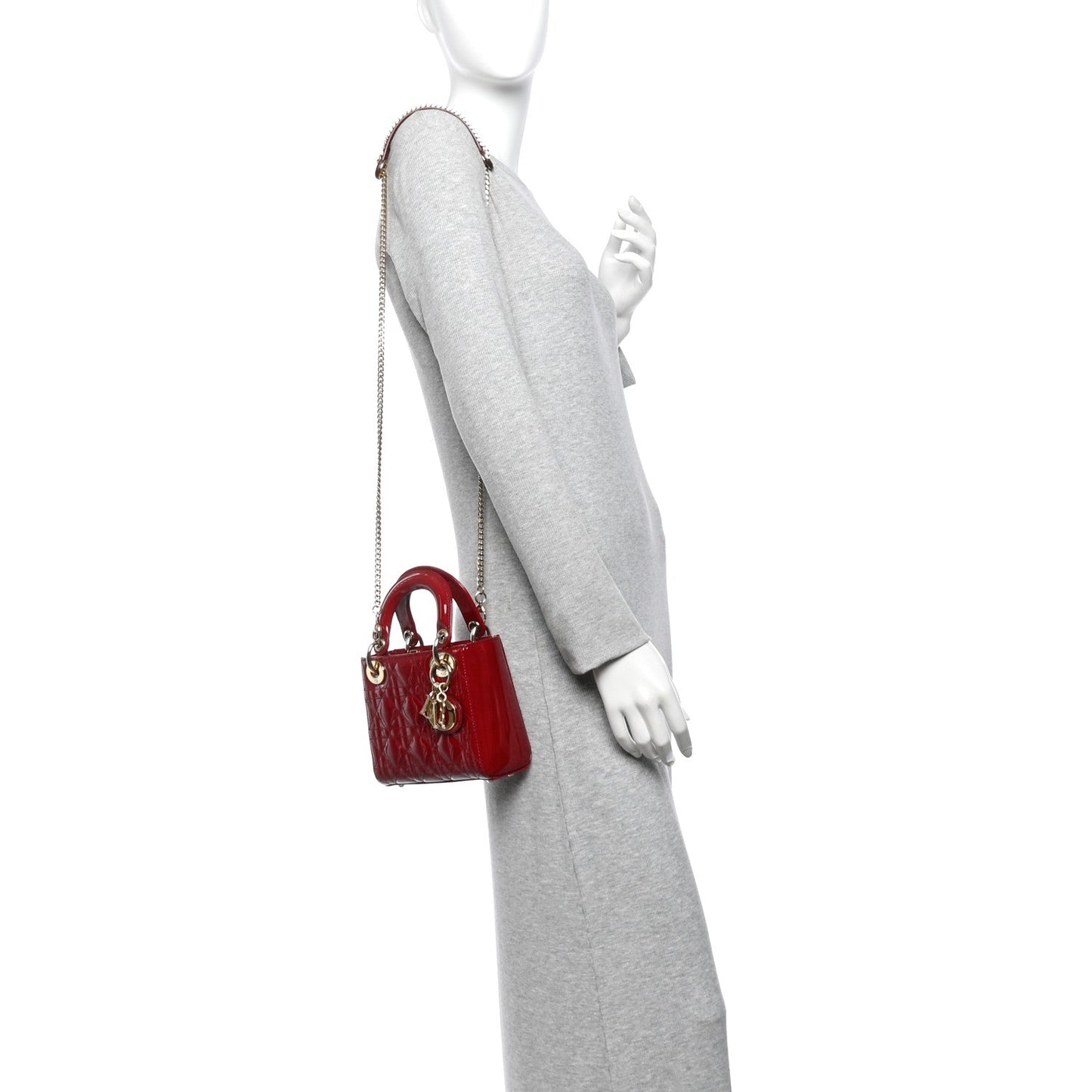 Patent Cannage Mini Lady Dior Red