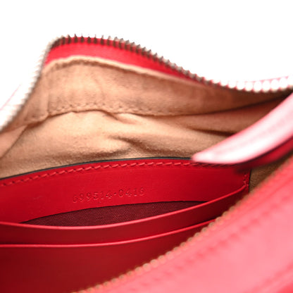 Calfskin Matelasse Chevron Mini GG Marmont Half Moon Hobo Rosso