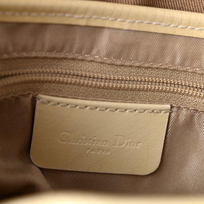 Canvas Patent Calfskin Saddle Bag Beige