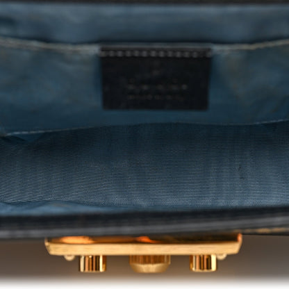 Grained Calfskin Bee Star Small Padlock Shoulder Bag Black