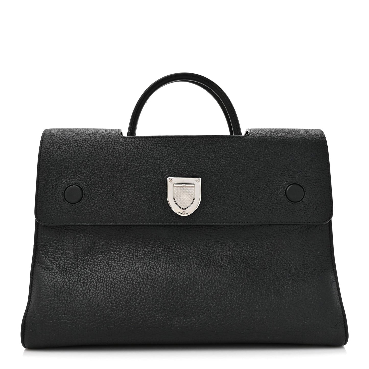 Grained Calfskin Large Diorever Flap Black