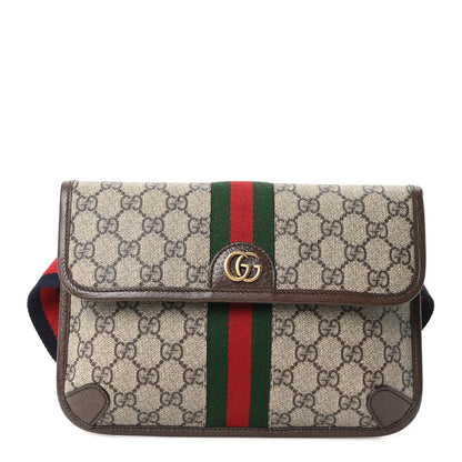 GG Supreme Monogram Web Small Ophidia Belt Bag Brown