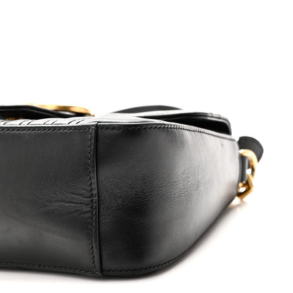 Calfskin Matelasse Mini GG Marmont Top Handle Shoulder Bag Black