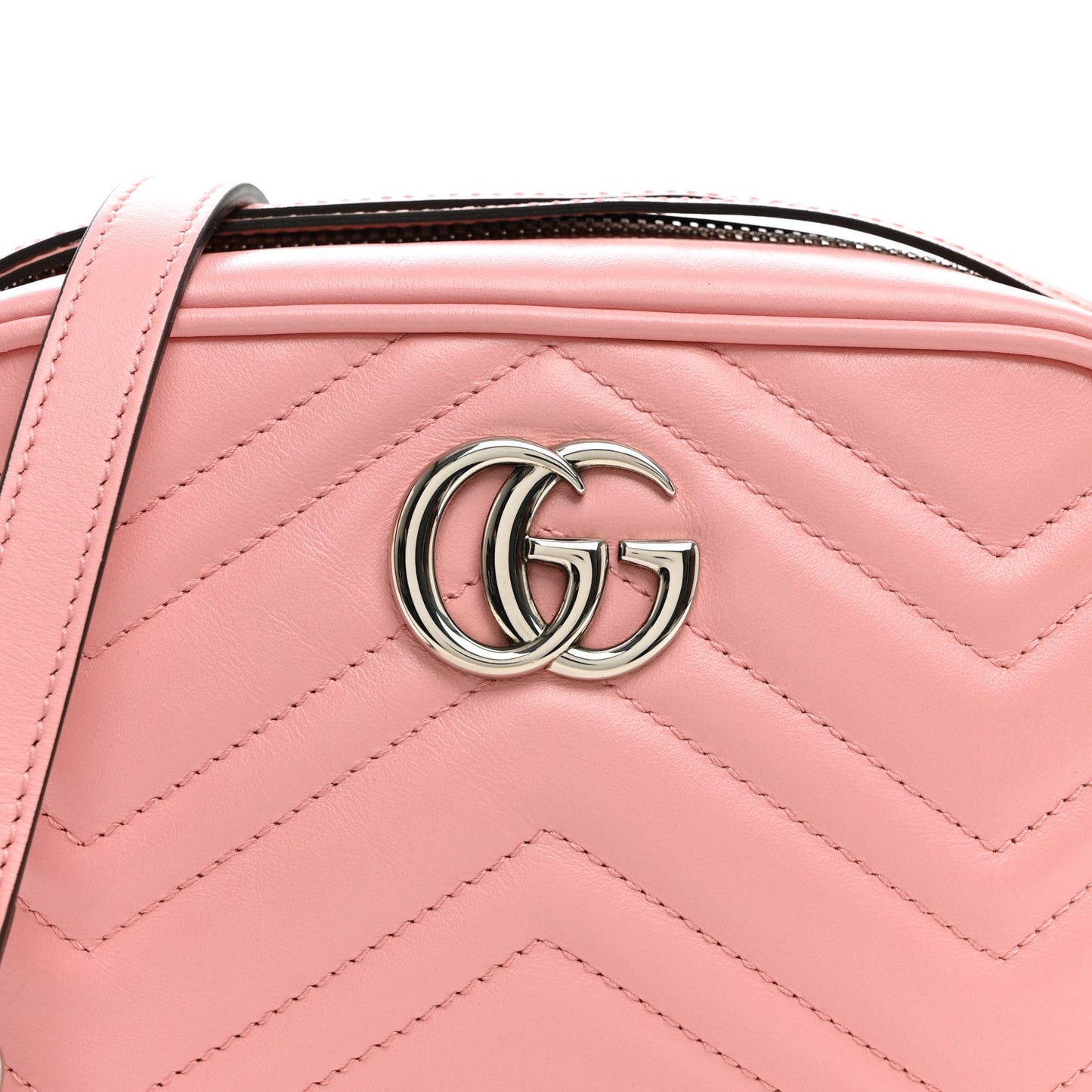 Calfskin Matelasse Mini GG Marmont Chain Shoulder Bag Wild Rose