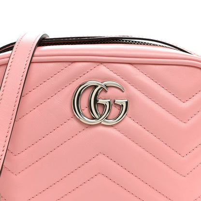 Calfskin Matelasse Mini GG Marmont Chain Shoulder Bag Wild Rose