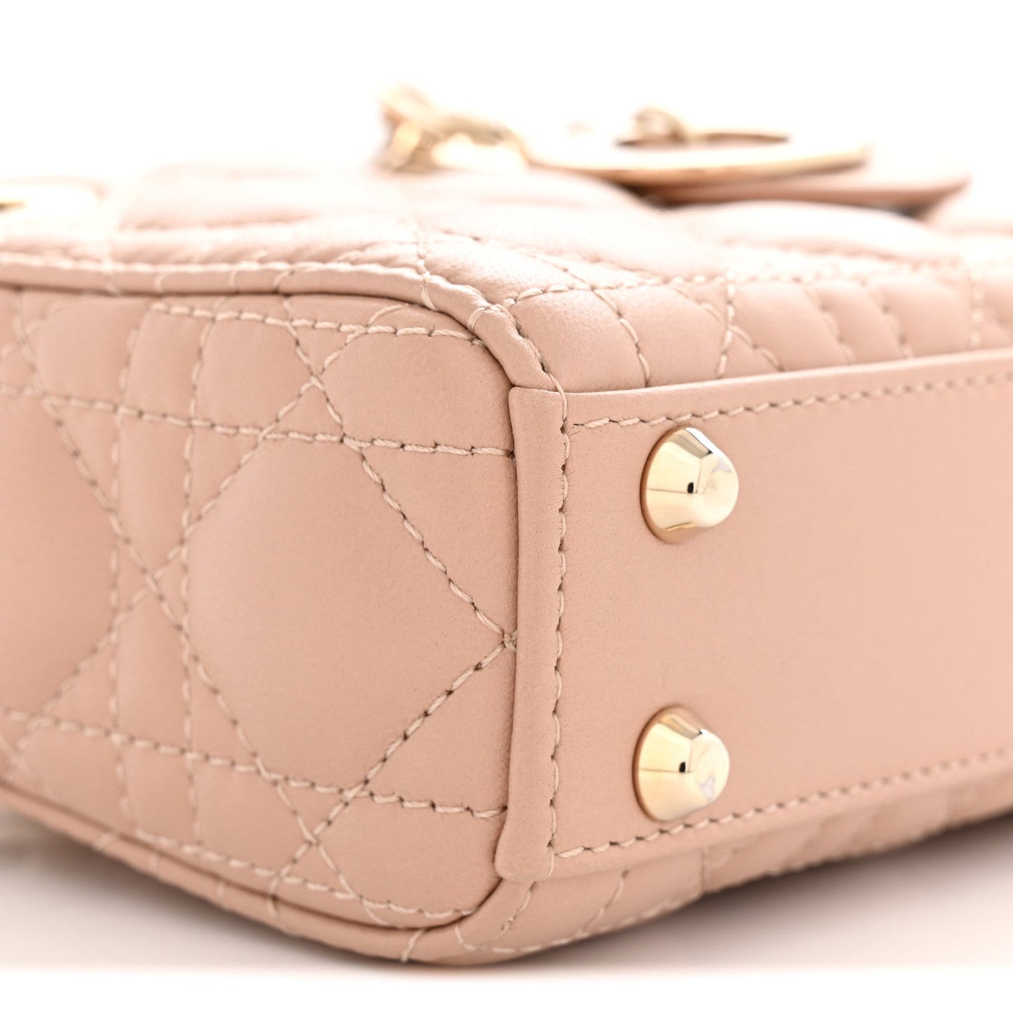 Lambskin Cannage Micro Lady Dior Rose Des Vents