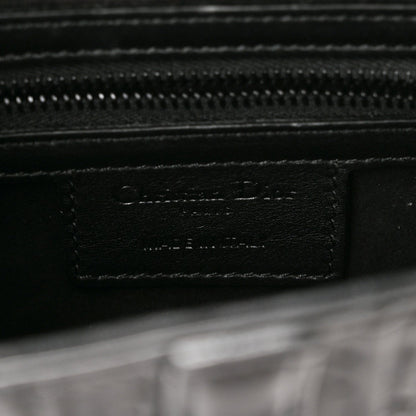 Calfskin Embossed Oblique Saddle Bag With Strap Black