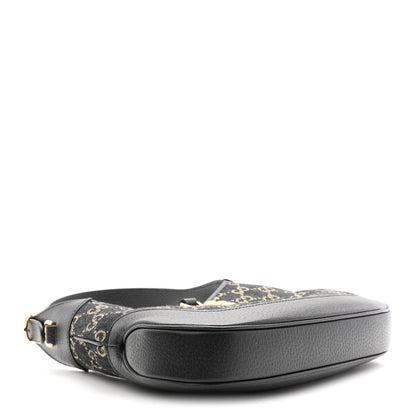 Jacquard Denim GG Monogram Small Jackie 1961 Hobo Black Ivory