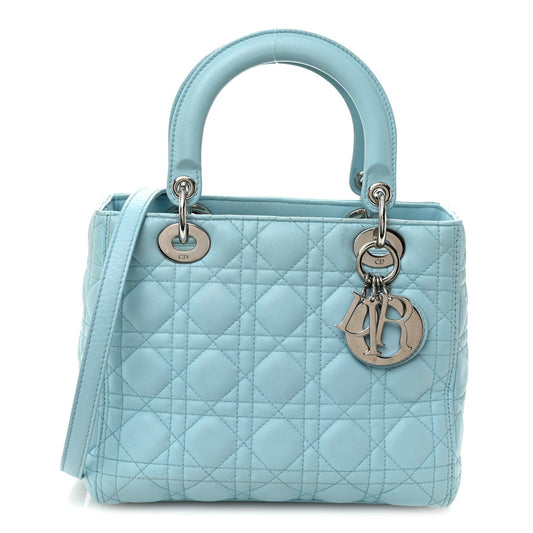 Lambskin Cannage Medium Lady Dior Light Blue