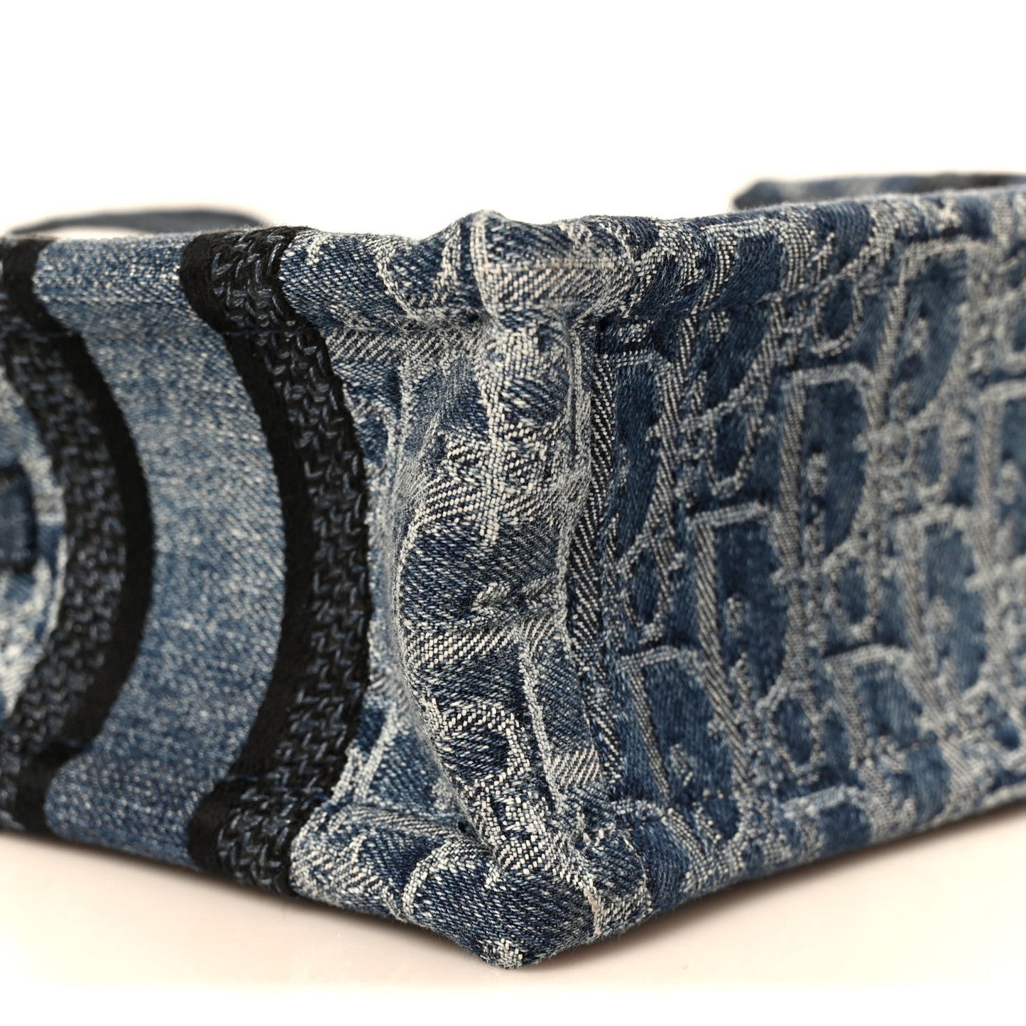 Denim Oblique Mini Book Tote With Strap Blue