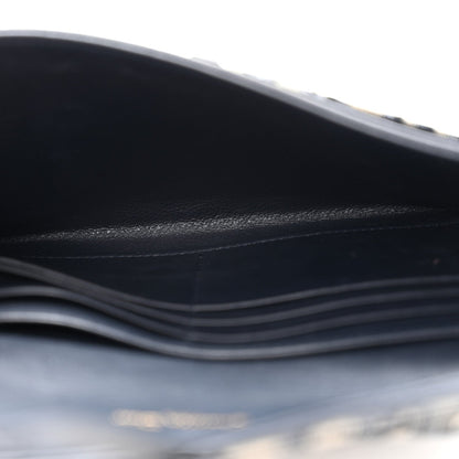 Oblique Saddle Chain Long Wallet Blue