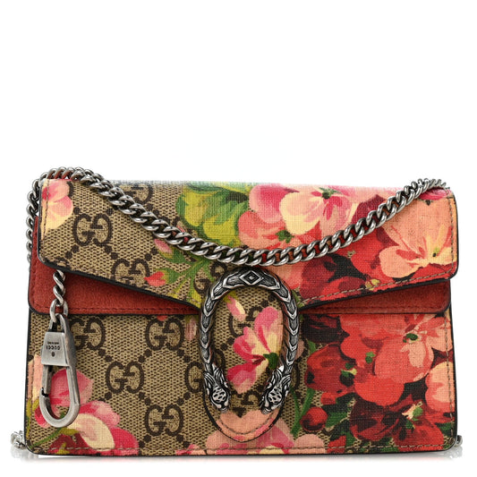 GG Supreme Monogram Blooms Super Mini Dionysus Shoulder Bag Beige Multicolor Dry Rose