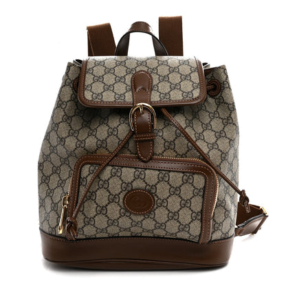 GG Supreme Monogram Azalea Calfskin Retro Interlocking G Buckle Backpack Beige Ebony Brown Sugar