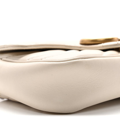 Calfskin Matelasse Super Mini GG Marmont Shoulder Bag White