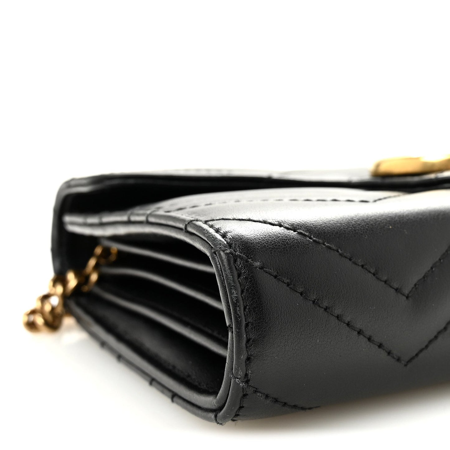 Calfskin Matelasse GG Marmont Chain Wallet Black