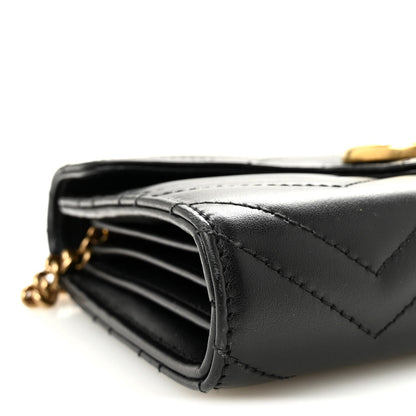 Calfskin Matelasse GG Marmont Chain Wallet Black