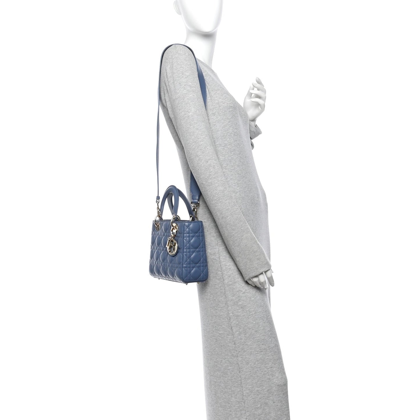 Lambskin Cannage Small My ABCDior Lady Dior Denim Blue